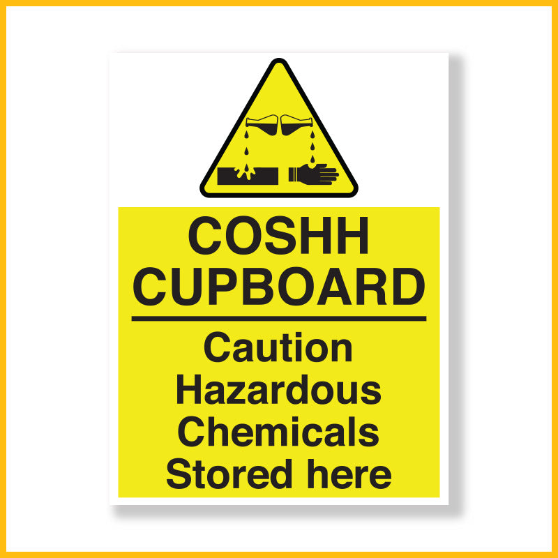 Coshh Sign, Safety First | 20 cm x 15 cm Cupboard Sign – Stcky